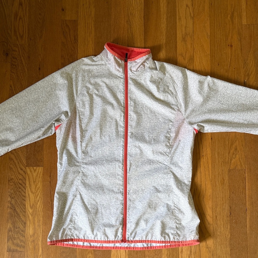 REI White Raincoat with Coral Trim. Women’s Medium